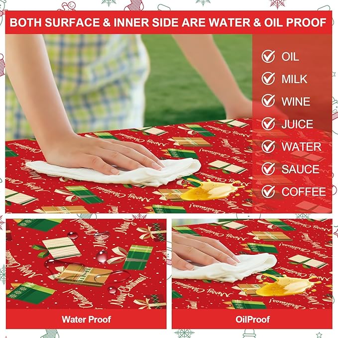 Picnic Table Cover with Bench Covers Set of 3, Elastic Fitted Tablecloth for 6 Foot Tables, Washable Polyester Tablecloths for Camping, Indoor & Outdoor