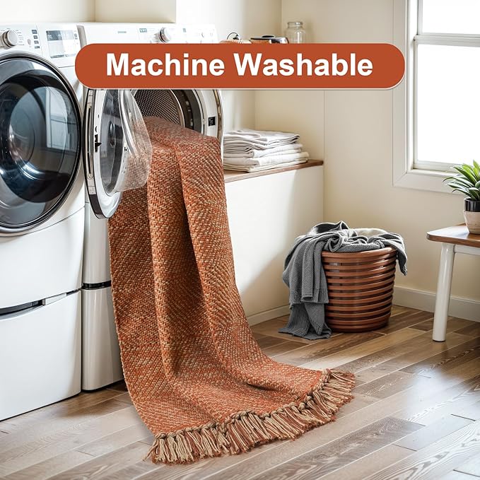 Collive Long Hallway Rug, 2.6' x 7', Washable Indoor Entryway Rug, Terracotta Braided Woven Rugs, Low-Profile Floor Carpet for Laundry Room, Bedroom