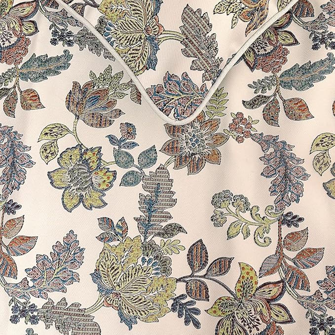 The HomeCentric King Queen Twin Multi Color & Ivory Handmade Twin 53"x18" Bed Runner with Pillow Cover, Floral Bed Scarf on Jacquard Fabric - Seasons Blossoms