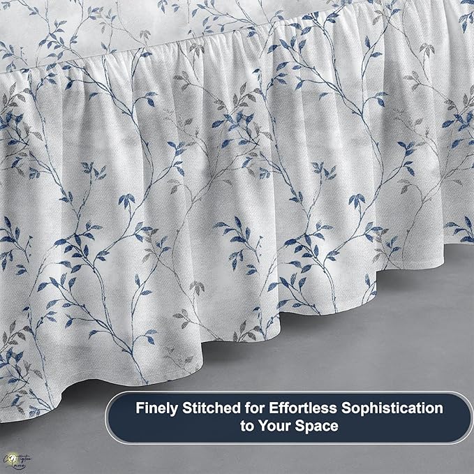 Cottington Lane Ruffled Bed Skirt King Size with Split Corner, Brushed Microfiber Hotel Quality Dust Ruffle, 16 Inch Drop Gathered Bedskirt, Soft, Stylish, Shrink & Fade Resistant, Neutral Nature