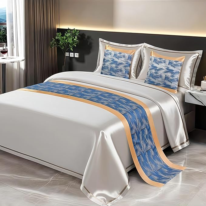Bed Runner for Guest Room，Luxury Bed Runner，Wedding Bed Runner，Embroidered Bed Runner，Breathable Washable，Hotel Decor，Bed Decorations ，for Home Hotel Decorations(H,50 * 180cm)