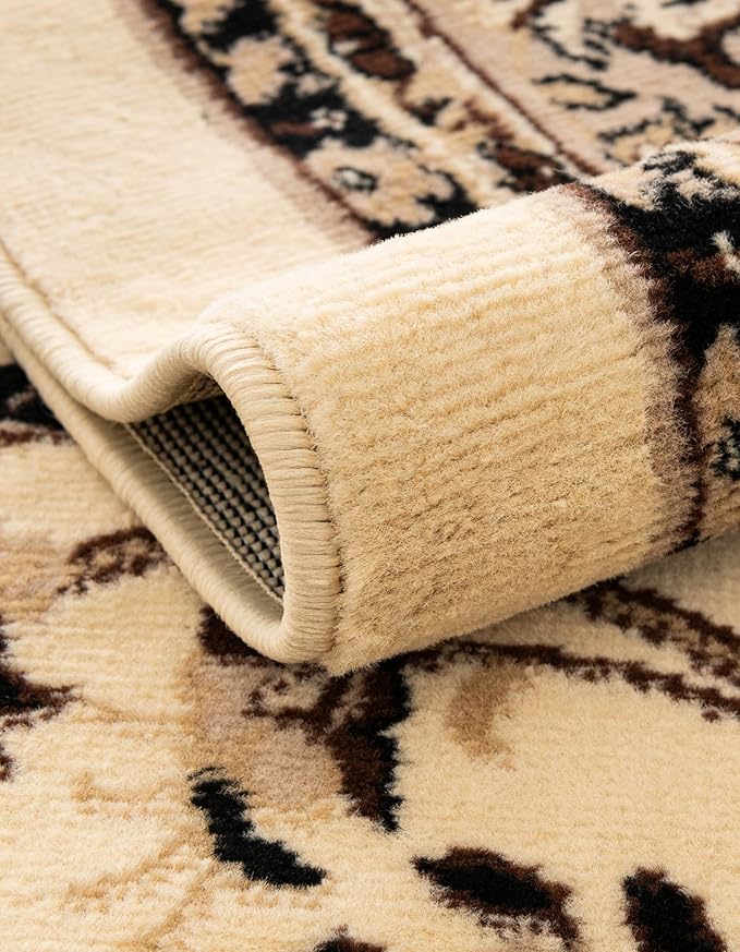 Unique Loom Sialk Hill Collection Area Rug - Washington (7' 1" x 10' Rectangle Ivory/Black)