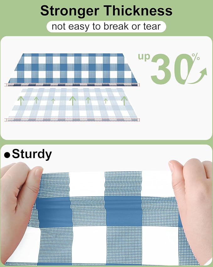 Smiry 12 Packs Gingham Disposable Table Cloth, 54 x 108 Inch Waterproof Plastic Tablecloth, Rectangle Aqua and White Checkered Table Covers for Picnic, Birthday, Party