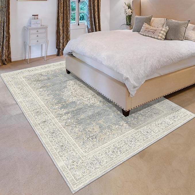 5x7 Area Rugs for Living Room,Non Slip Indoor Boho Area Rug Carpet Home Décor for Entryway, Bedroom, Dining Room, Beige Grey