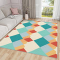 6x9 Rug Washable - Geometric Rug for Bedroom, Colorful Retro Mid Century Modern Non Slip Low Pile Area Rugs for Living Room, Geometric Carpets Home Decor & Gifts
