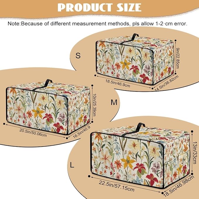 Toaster Oven Cover with Pockets, Washable Smart Oven Dust Cover Protective Kitchen Appliances Decor and Accessories, S, 14.5" x 18.5" x 9", Floral Pattern