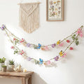 Hahafelt 2 Pcs 6.56 ft Spring Wildflower Garland Banner with Butterfly Green Leaves Artificial Fake Hanging Flower Vine for Garden Tea Party Fairy Wall Home Wedding Indoor Outdoor Decor (Wildflower)