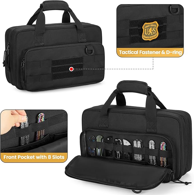 samdew Knife Display Bag for 74+ Pocket Knives, Butterfly Knife Storage Case with 3 Different Size Slots, Folding Knife Organizer Holder, Knife Collection Box with Hard PE Board, Soft Bag Only