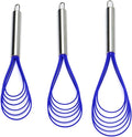 Flat Whisk Set,Stainless Steel 3 Pack 10''+11''+12'' Premium Sturdy-6 Silicone Heads Non Stick Wires Whisk for Blending Beating Stirring Kitchen Cooking Color Red by Jell-Cell