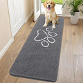 Smiry Dog Door Mat for Muddy Paws, Absorbent Dirt Trapper Non Slip Quick Dry Washable Chenille Mat for Mud Dogs, Entry Rug for Indoor and Outdoor (70x24 Inches, Dark Grey and White)