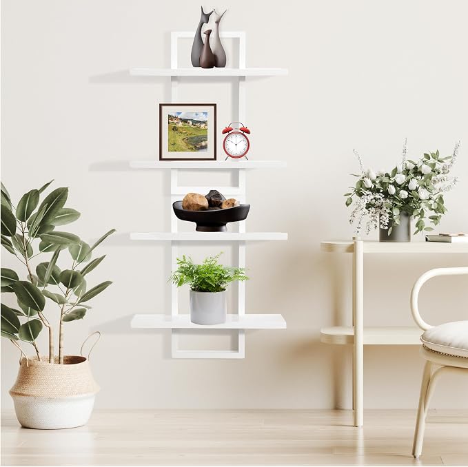 PHOENANCEE Floating Shelves for Wall, Display Hanging Shelf Set of 2, Modern