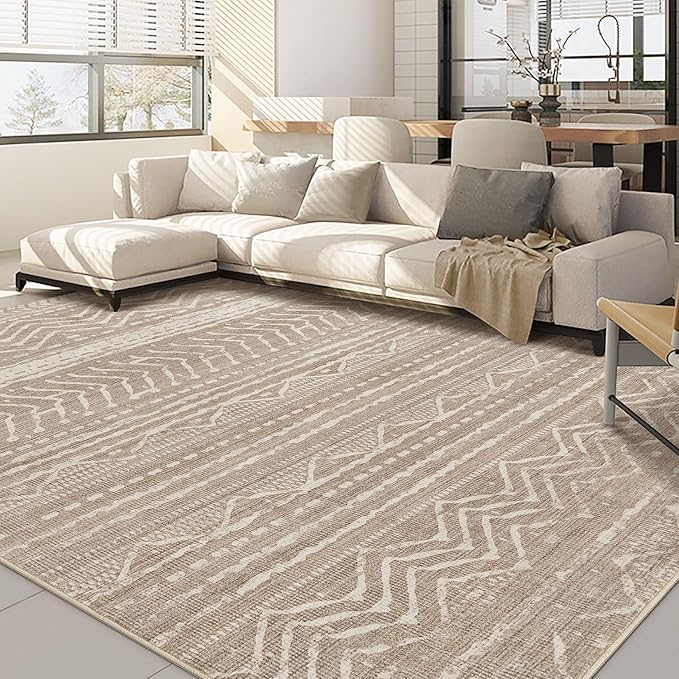 Nakagishi Area Rug 6x9 Living Room: Washable Boho Large Neutral Soft Farmhouse Rugs Stain Resistant Modern Indoor Floor Non Slip Accent Carpet for Bedroom Nursery Kids Playroom Office Dining Room Dorm
