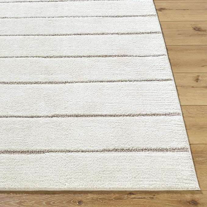 Livabliss x Our PNW Home Cascade Minimalist Striped Area Rug, 2'7" x 10', Striped Ivory/Taupe