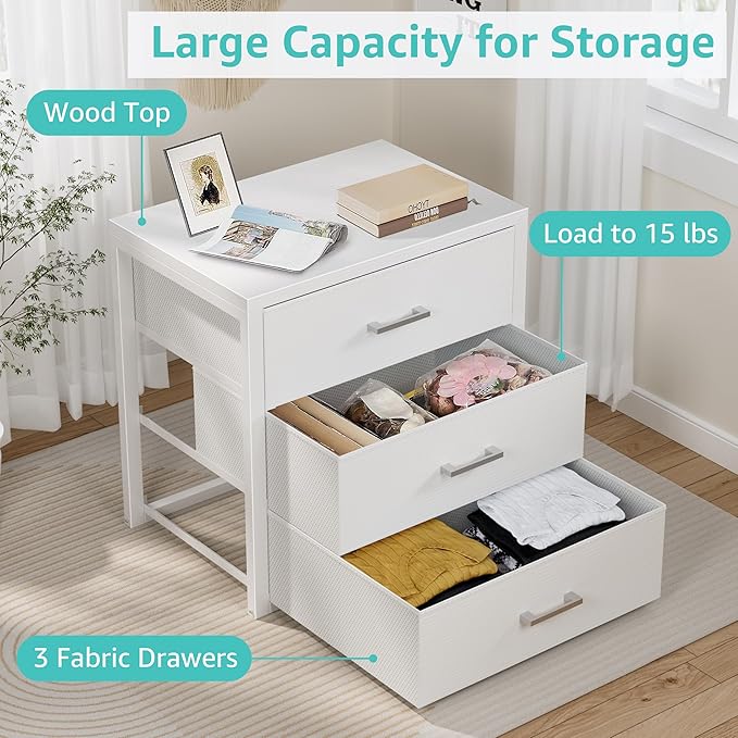 BOLUO Closet Drawers White 3 Drawer Dresser for Closet Organizers and Storage Bedroom Dorm Modern