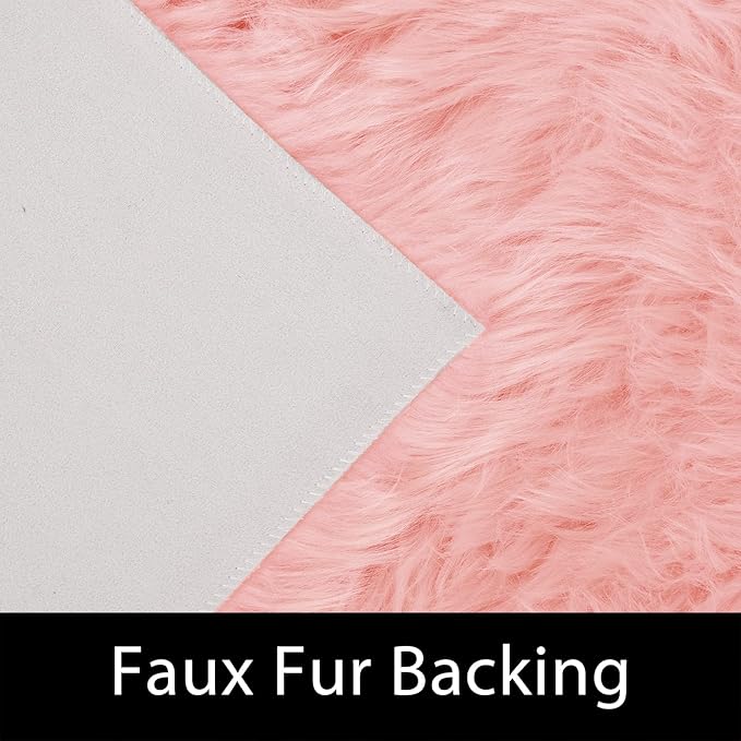 Latepis Pink 2x3 Faux Fur Rug for Bedroom Decor for Teen Girls Throw Fuzzy Fluffy Furry Sheepskin Rug for Sofa Cushion Luxury Home Décor Rectangle