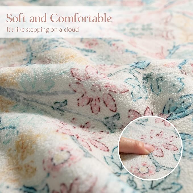 MUJOO Washable Runner Rug Pink,Floral 2x6 Runners for Hallway Kitchen Bedroom Bedside Bathroom Laundry Room,Long Non Slip Throw Carpet Boho Indoor Botanical Vintage Ultra-Thin