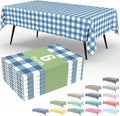 Smiry 6 Pack Aquamarine Gingham Disposable Tablecloths - 54" x 108" Heavy Duty Plastic Table Cloth, Waterproof Buffalo Plaid Table Covers for Picnic, Banquets, Parties