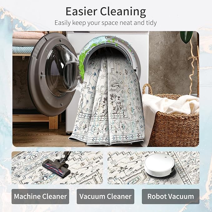Enkor Runner Rugs for Hallway, 2x8 Washable Soft Non Slip Floor Rugs for Kitchen, Modern Mat for Living Room Bedroom Entryway White & Grey