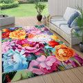 Floral Outdoor Rug Vibrant Waterproof Non Slip Patio Rugs for Balcony Garden Camping Poolside 7x10 Machine Washable Porch Deck Flower Print Outside Carpet Vintage Bathmat Orange Pink