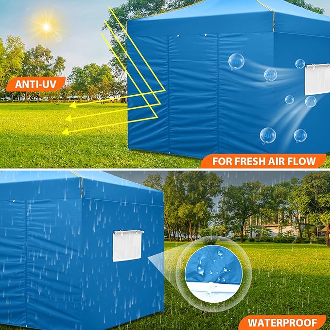 COBIZI 10x10 Pop Up Canopy Tent with Sidewalls and Roll-up Ventilated Windows with Mosquito net, Ez Outdoor Commercial Instant Gazebo Tent for Party Waterproof with Carrybag