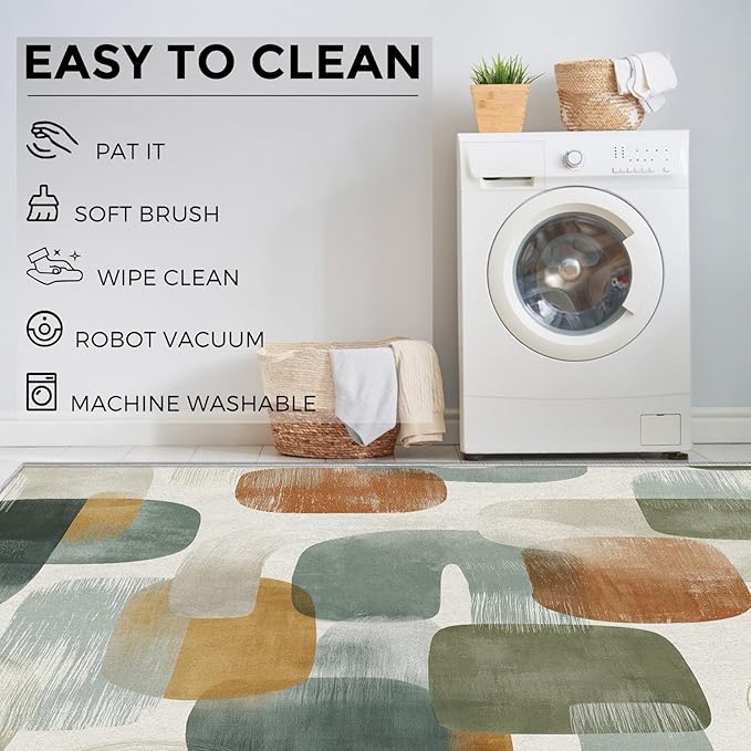 Mid Century Modern Rugs for Home Decor, 5x8 ft, Abstract Geometry Area Rugs for Living Room, Soft Non Slip Washable Boho Geo Geometric Carpet Bedroom Decorations Dt-Ghf-19