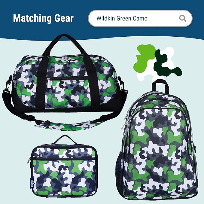 Wildkin Kids Original Nap Mat – Cozy Kids Sleep Mat with Pillow, Ideal for School & Travel - Camo Green