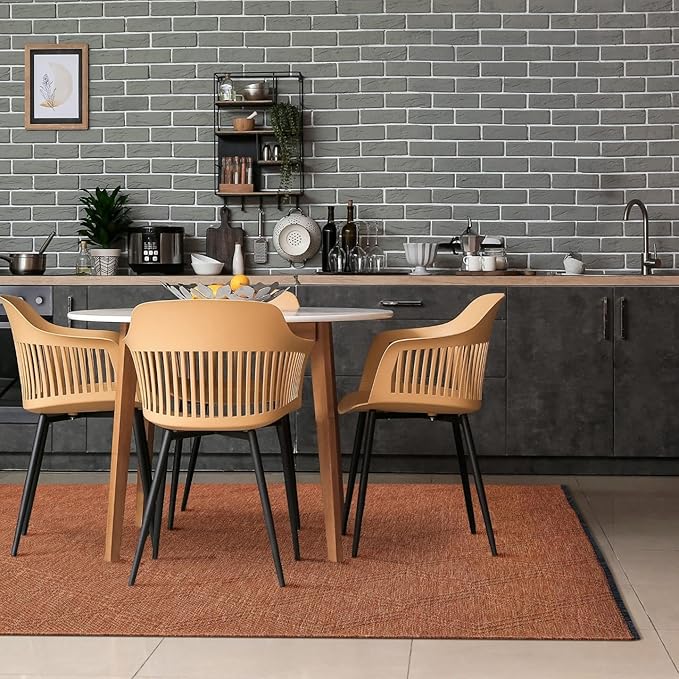 LUXE WEAVERS Modern Farmhouse Orange 6x9 Washable Area Rug, Anti-Slip Diamond Pattern Carpet