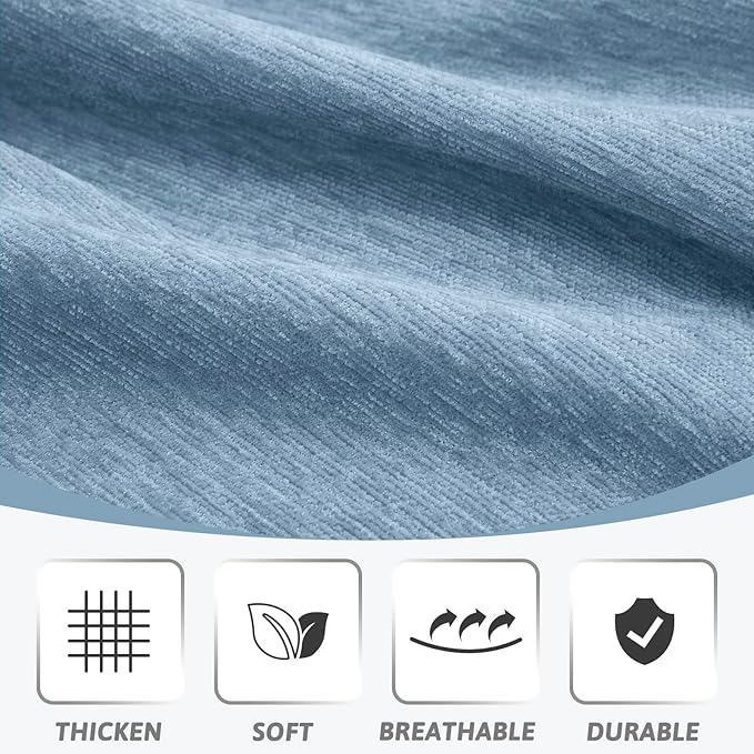 MEETSKY Washable Chenille Sofa Cover Couch Cover for 2 Cushion L Shape Sofa Recliner Sofa Slipcovers with Tassel Thick Couch Protector, 71" x 118", Blue