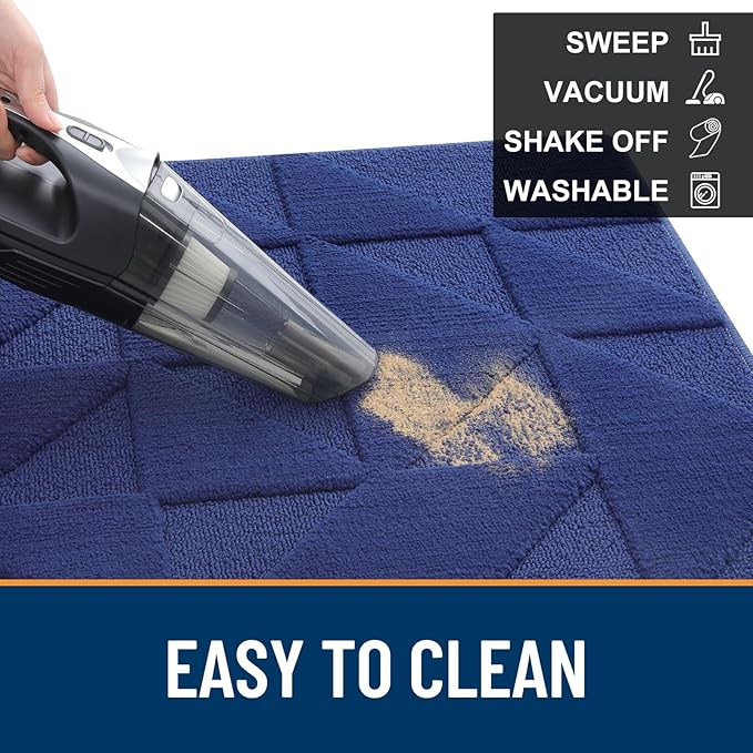 OLANLY Door Mats Indoor, Non-Slip, Absorbent, Dirt Resist, Entrance Washable Mat, Low-Profile Inside Entry Doormat for Entryway (59x20 inches, Navy)