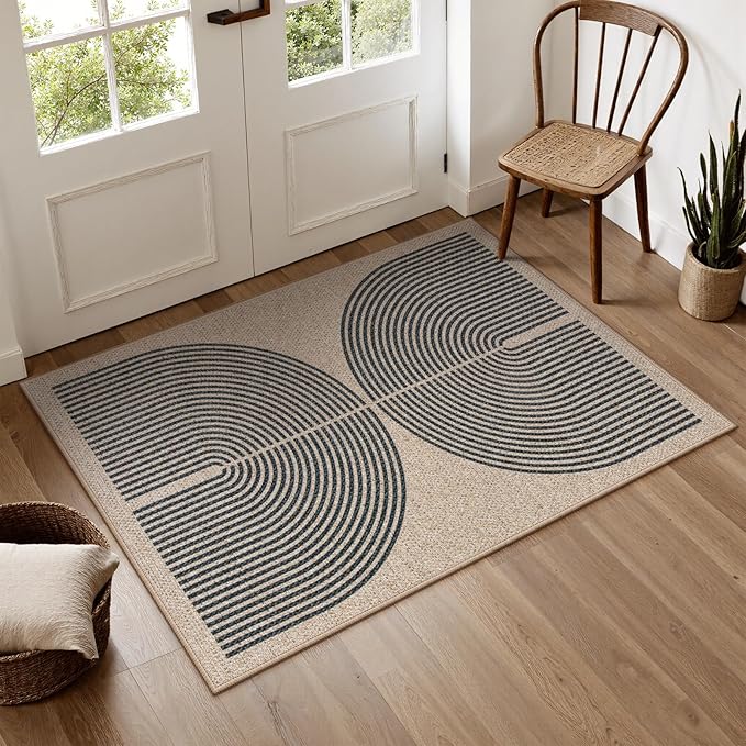 Lahome Rainbow Easy Jute Rug, 32"x48" Outdoor Mat Non Slip Door Mat Indoor Entrance, Farmhouse Neutral Lightweight Non Shedding Low Pile Throw Rug for Kitchen Entry Foyer
