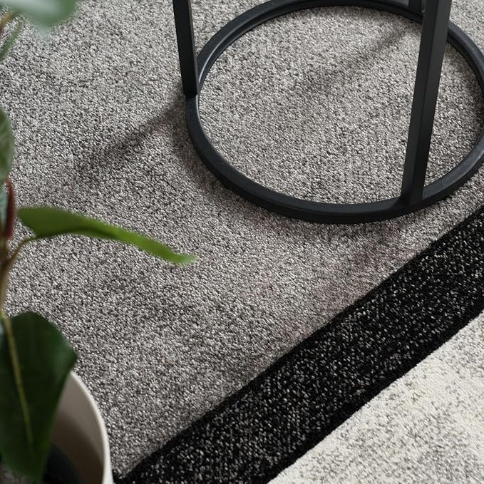 Paco Home Runner Rug Modern Geometric Pattern in Grey White, Size: 2'8" x 9'10"