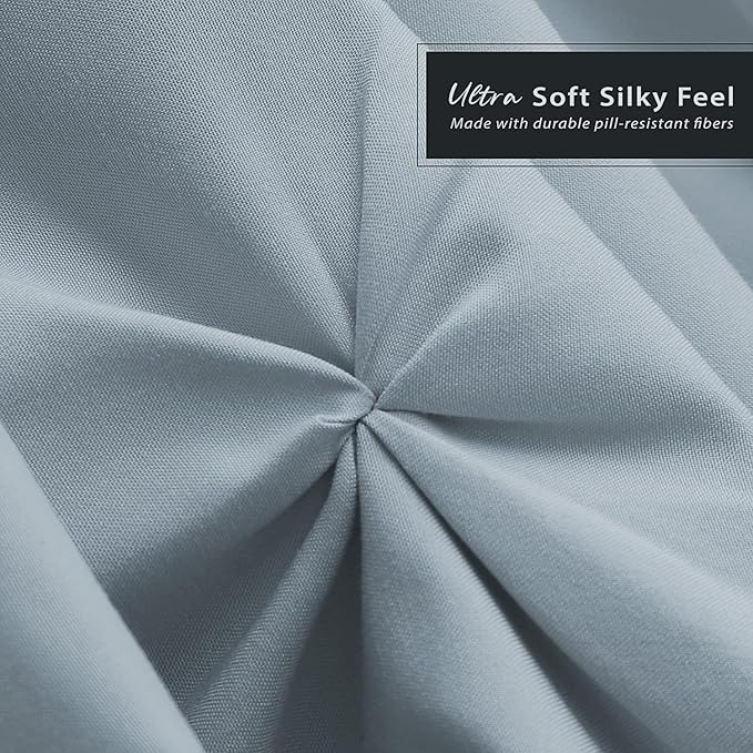 Nestl Stone Blue Bed Skirt Queen Size, Pinch Pleat Queen Bed Skirt, 14" Inch Drop Queen Bedskirt, Hotel Quality Stone Blue Bed Skirts, Microfiber Bedskirt for Queen Bed, Stone Blue Queen Bed Skirt