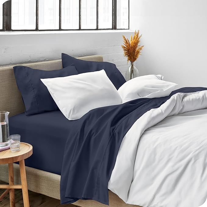 Bare Home California King Sheet Set - 1800 Ultra-Soft Microfiber Cal King Bed Sheets - Double Brushed - Deep Pockets - Easy Fit - 4 Piece Set - Bed Sheets (California King, Midnight Blue)