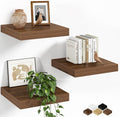 Fun Memories Floating Shelves for Wall, 12 Inch Set of 3 Rustic Wood Wall