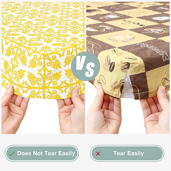 misaya Picnic Table Cover with Bench Cover, Waterproof Elastic Fitted Tablecloth for 5 Foot Tables, Rectangle Washable Polyester Tablecloths for Picnic, Camping, Outdoor (Yellow, 30" x 60")