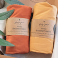 Bassinet Fitted Sheets Compatible with Arms Reach Cosleeper Versatile, Clear-Vue, Cambria and Mini– Snuggly Soft 100% Jersey Cotton – Mustard Yellow + Burnt Orange – 2 Pack – Not for Ideal Ezee