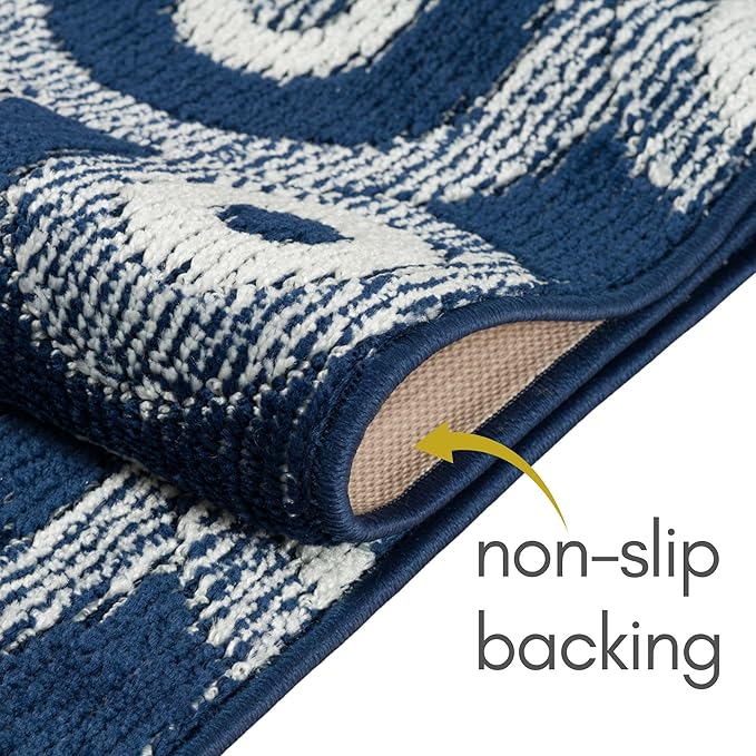 23 ft Extra Long Blue Hallway Runner Rug | Non-Slip & Machine Washable | Custom Cut to Size 2'3" x 23' (Runner) | REMNAZ