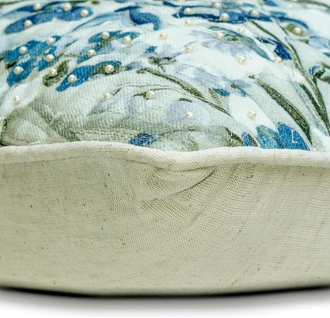 The HomeCentric King/Queen/Twin Blue Decorative Bed Runner Twin 53"x18" Bed Runner with One Pillow Cover, Quilted Bed Scarf on Cotton Fabric - Garden Grace