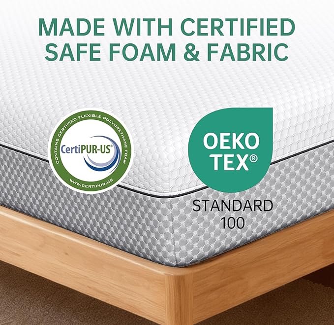 EYN Memory Foam Mattress Cooling Gel Size Matress in A Box Bed Frame Pressure Relief Medium Firm Size Removable Washable Cover Feel Bedroom Essentials CertiPUR-US Certified (6'', Twin)