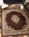 Unique Loom Reza Collection Traditional Persian Style Area Rug, 8 x 10 ft, Brown/Ivory