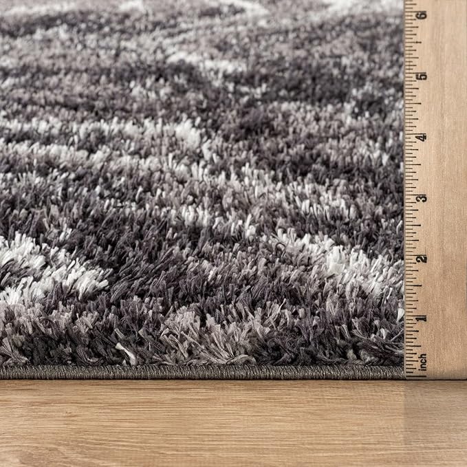Rugshop Abstract Marble Shag Area Rug Anthracite Dark Gray 7' 10" x 10' Perfect for Large Living Rooms, Dining Areas, or Master Bedrooms