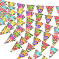 G2PLUS Hawaiian Bunting Banner, 39Ft Pre-Strung Tropical Party Banner, 4 Pack Double Sided Paper Hawaiian Floral Bunting Garland for Luau, Birthday, Baby Shower, Summer Beach Party Decorations