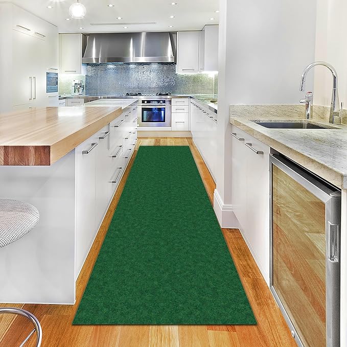 Ottomanson 2' x 20' Hallway Runner with Scraper Pile Extra Durable Non-Slip Rug Mat for Indoor & Outdoor Use - Ideal for Kitchen, Entryway, Patio & Garage - High-Traffic Carpet, Green