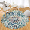 Easy-Going Round Area Rug 3ft Washable Boho Small Circle Rugs for Living Room Non-Slip Bedroom Rug Low Pile Lightweight Medallion Distressed Throw Rug for Dining Room Kitchen Office, Vintage Multi