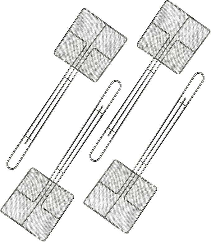 Wire Mesh Strainer with Handle, 4-Pack Deep Fryer Skimmer Cuisine Ready