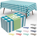 Smiry 10 Pack Turquoise Gingham Disposable Tablecloths - 54" x 108" Heavy Duty Plastic Table Cloth, Waterproof Buffalo Plaid Table Covers for Picnic, Banquets, Outdoor Parties