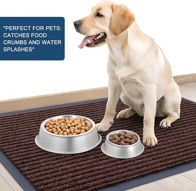 OLANLY Front Door Mat Indoor Outdoor Entrance, Waterproof Heavy Duty Doormat, Fade Resistant, Low Profile, Easy Clean Patio Porch Welcome Floor Mats for Entry, 59x20, Brown