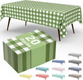 Smiry 20 Packs Gingham Disposable Table Cloth, 54 x 108 Inch Waterproof Plastic Tablecloth, Rectangle Sage Green and White Checkered Table Covers for Picnic, Birthday, Party