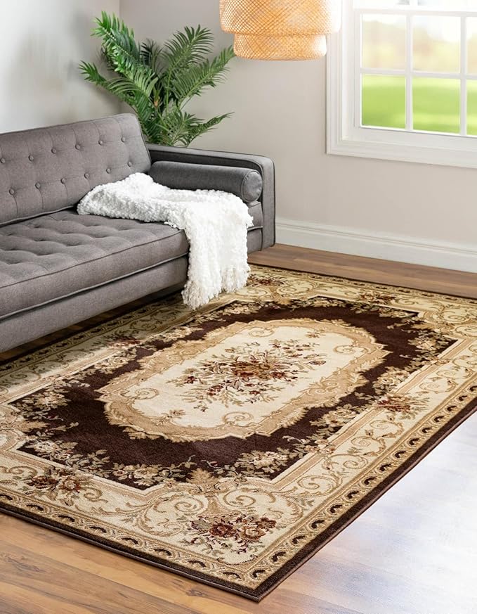 Rugs.com Chateau Collection Rug – 10' x 13' Brown Medium Rug Perfect for Living Rooms, Large Dining Rooms, Open Floorplans