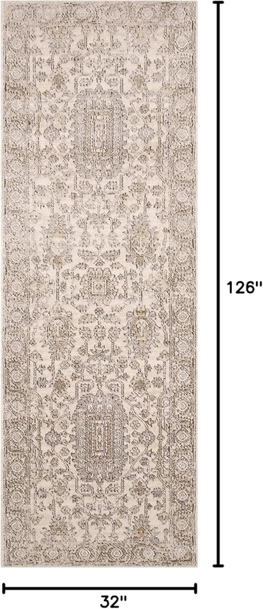 Loloi Teagan Collection TEA-03 Ivory/Sand 2'-8" x 10'-6" Runner Rug, Large, Soft Neutral Rug, High-Traffic for Living Room, Bedroom, Home Office, Dining Area